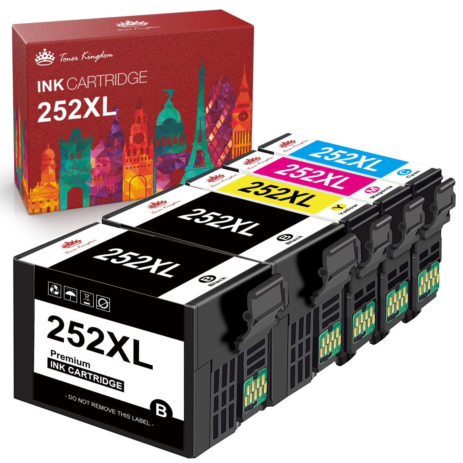 5x 252XL High Yield Ink Replacement For Epson WorkForce WF3620 WF3640 WF7710