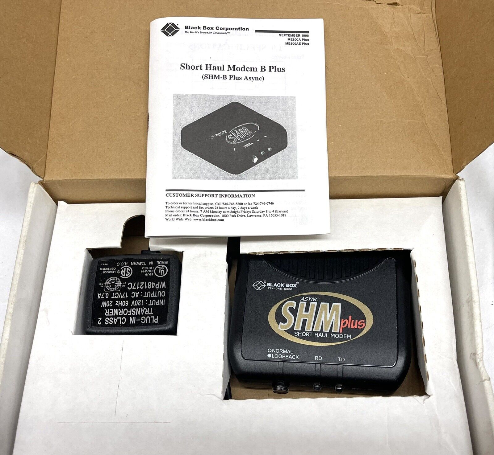 Vintage Black Box ME800A Plus  Async SHM Plus Short Haul Modem w/ Cable