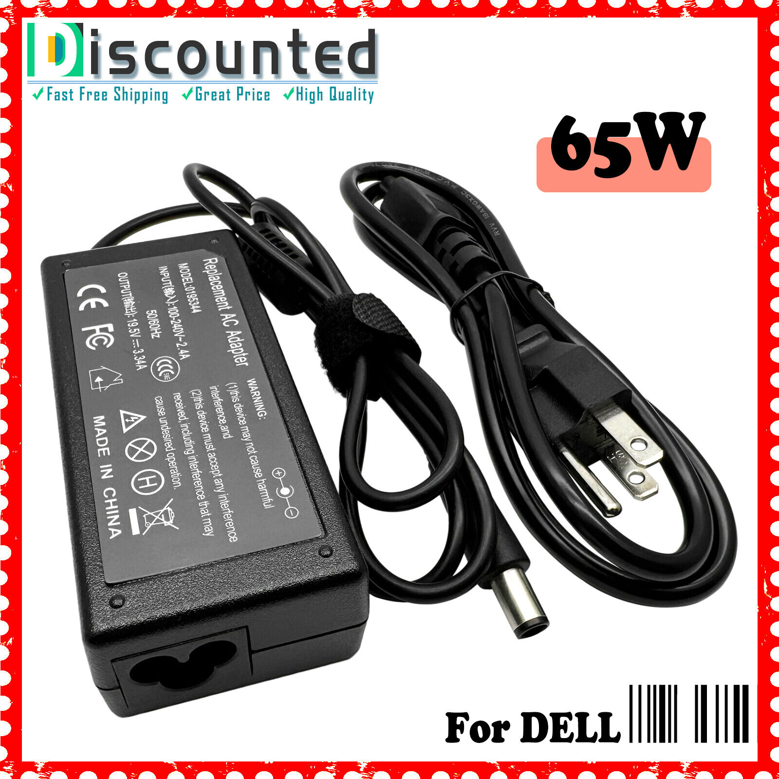 For Dell 6TFFF JNKWD 3F1CN LA65NM130 HA65NM130 Laptop AC Power Adapter Charger