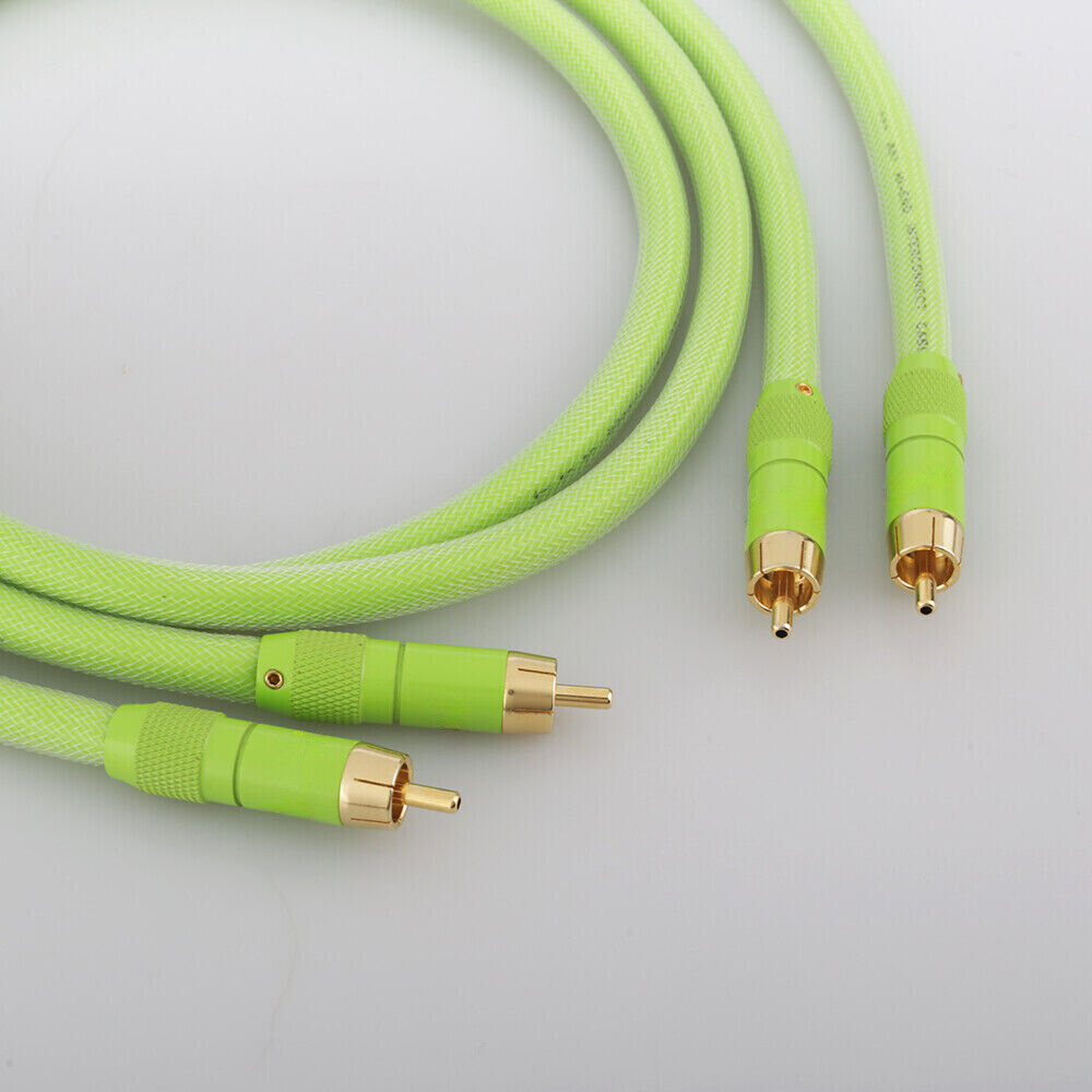 Pair 6N OFC 99.9999% Hifi RCA Audio Interconnect Cable With Gold Plated RCA Plug
