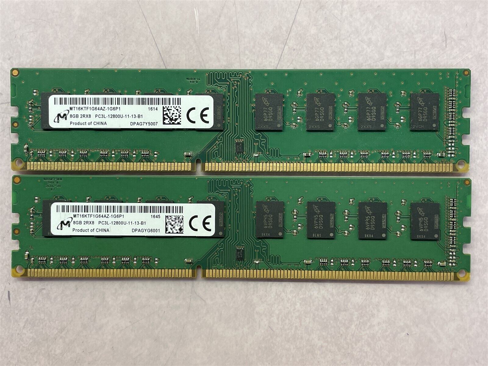 MICRON 16GB (2x8GB) PC3L-12800U 2Rx8 DESKTOP MEMORY MT16KTF1G64AZ-1G6P1