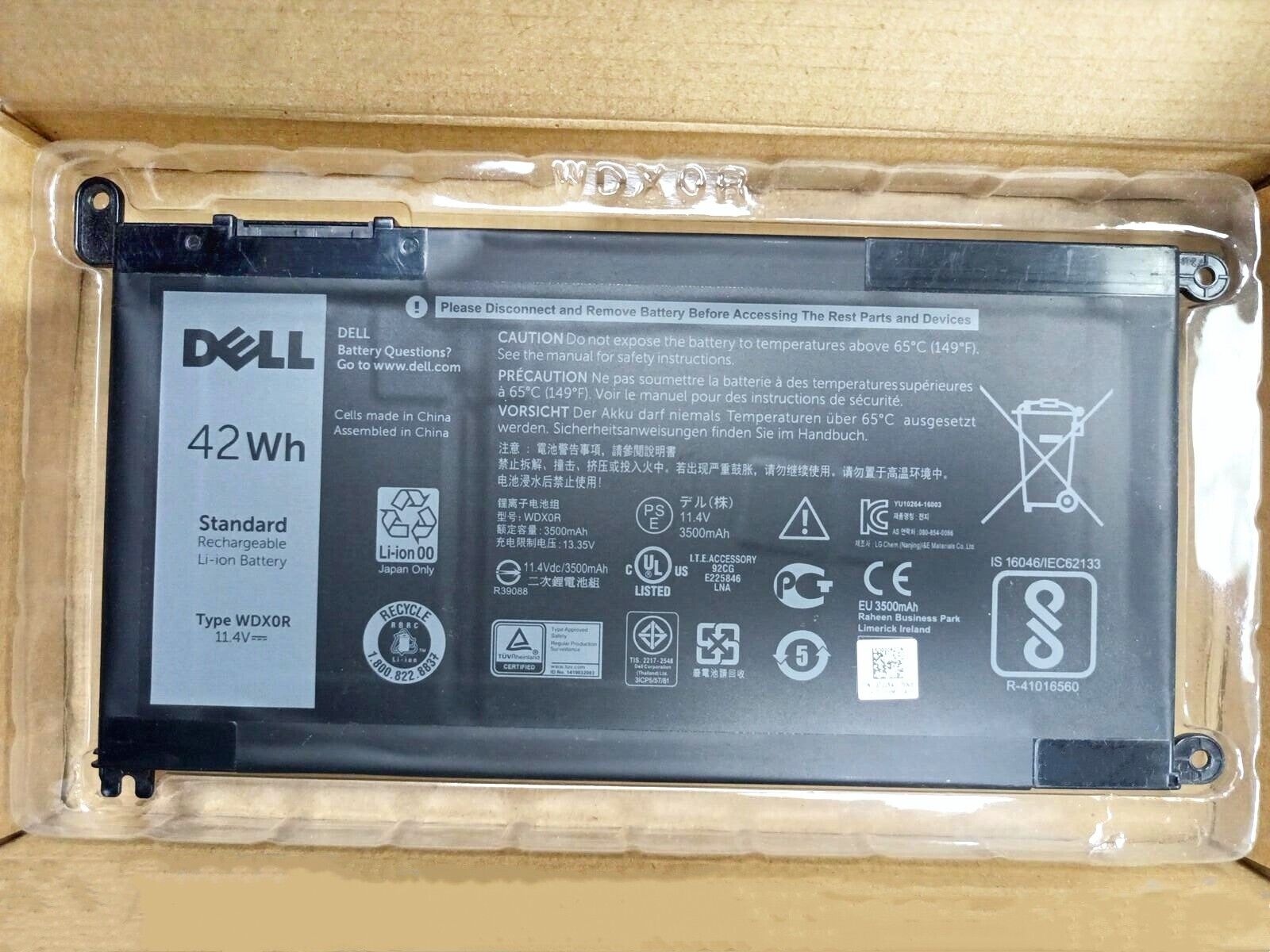 Genuine OEM WDX0R WDXOR for Dell Inspiron Battery 15 5567 5568 13 5368 7368 42Wh