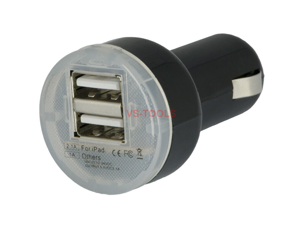 Portable Mini Dual USB Car Charger for iPhone iPad Samsung 5V 1A 2.1A