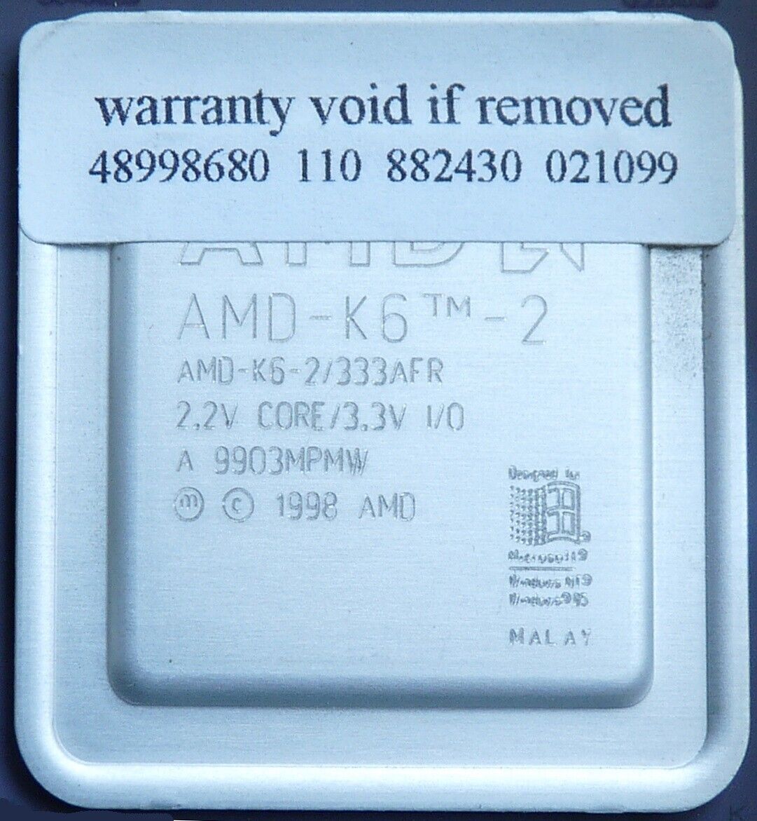 Vintage AMD-K6-2/333AFR-66 CPU Processor