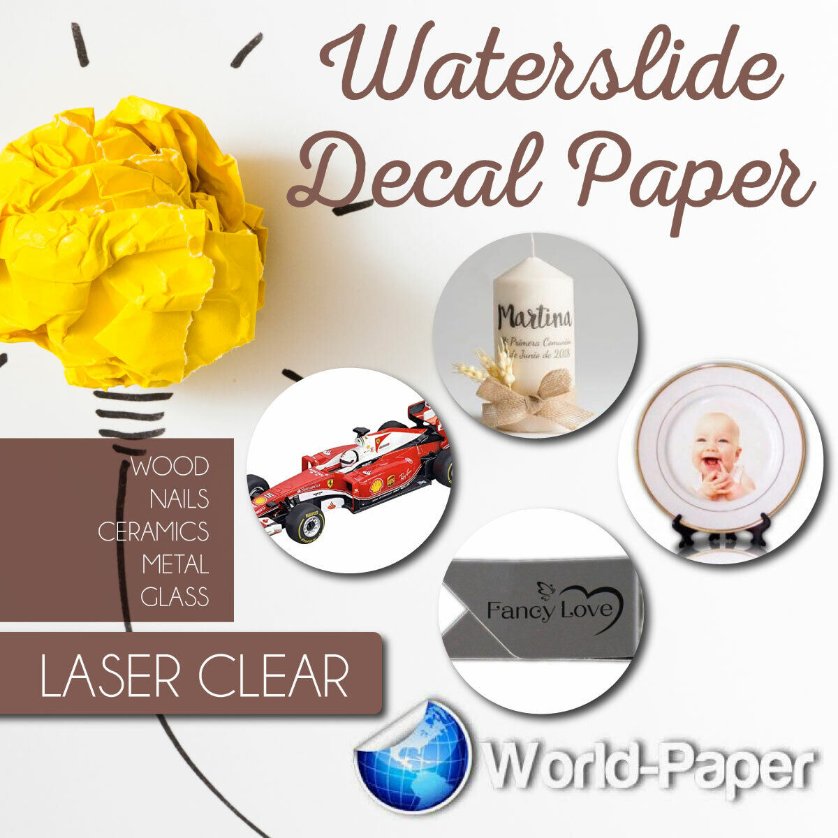 Waterslide Decal Paper CLEAR For LASER Printer 10 Sheets 8.5\