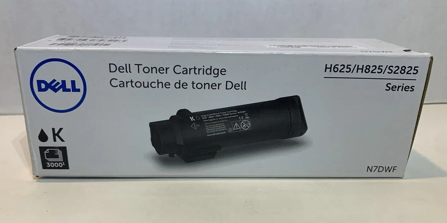New Dell N7DWF BLACK Original Toner Cartridge for H625/H825/S2825 Series