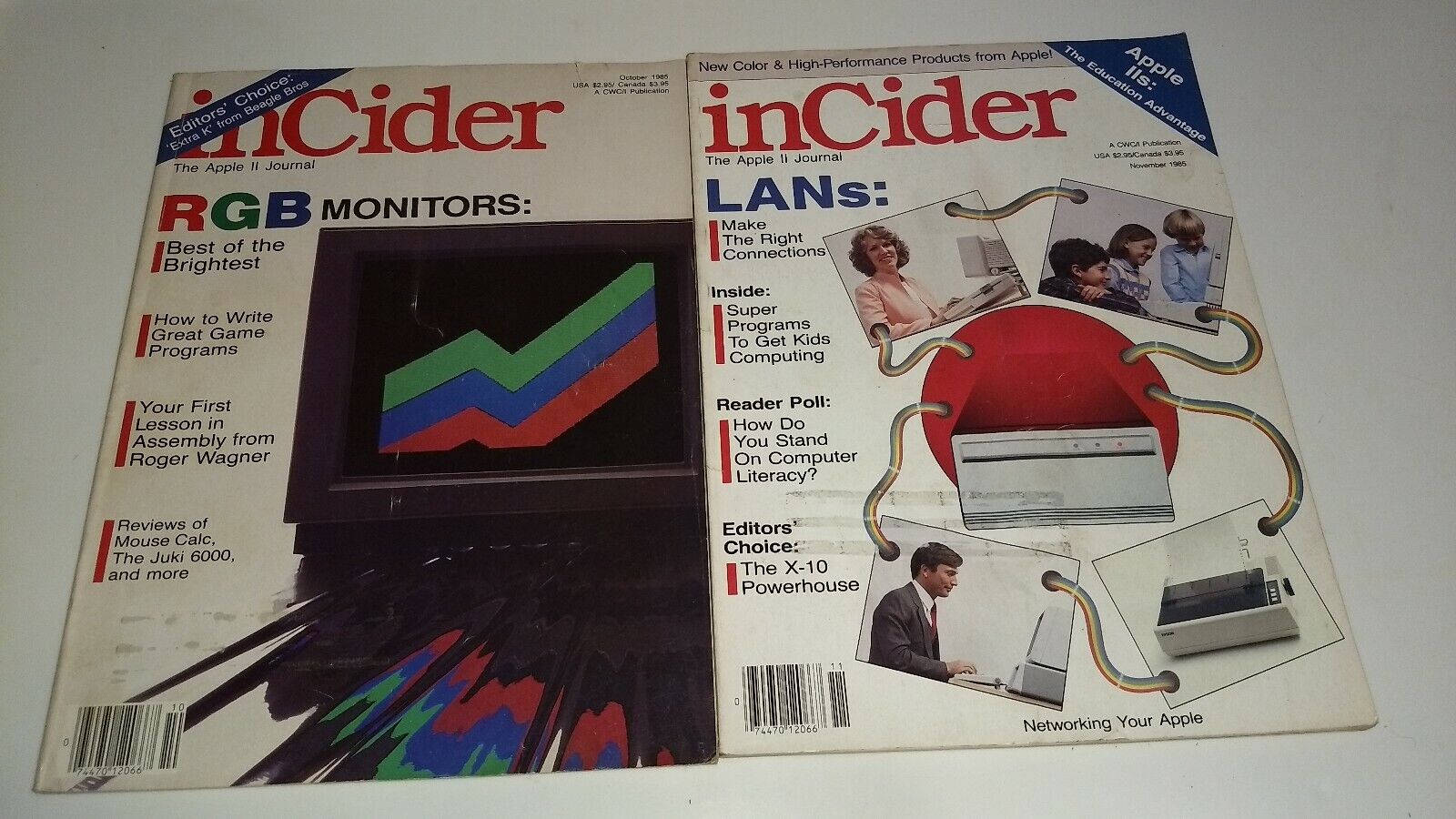 Vintage inCider: The Apple ll Journal - Lot of 2 - Oct 1985 & Nov 1985