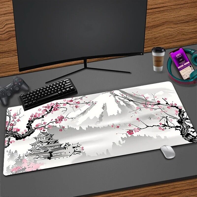Desk Mat Sakura Japanese Style Large Non-Slip Gaming Mouse Keyboard Office Pad