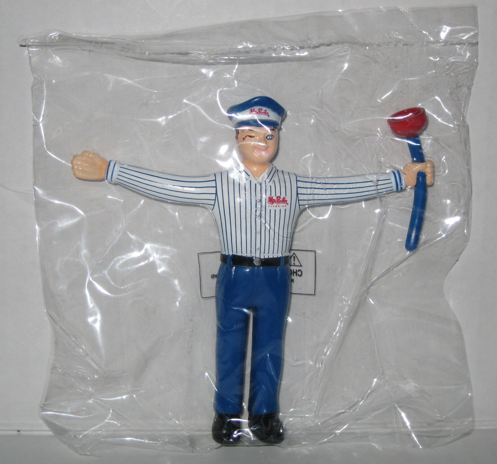 New Mr. Rooter Handyman Man Plumber Bendable Action Figure with Plunger Sealed