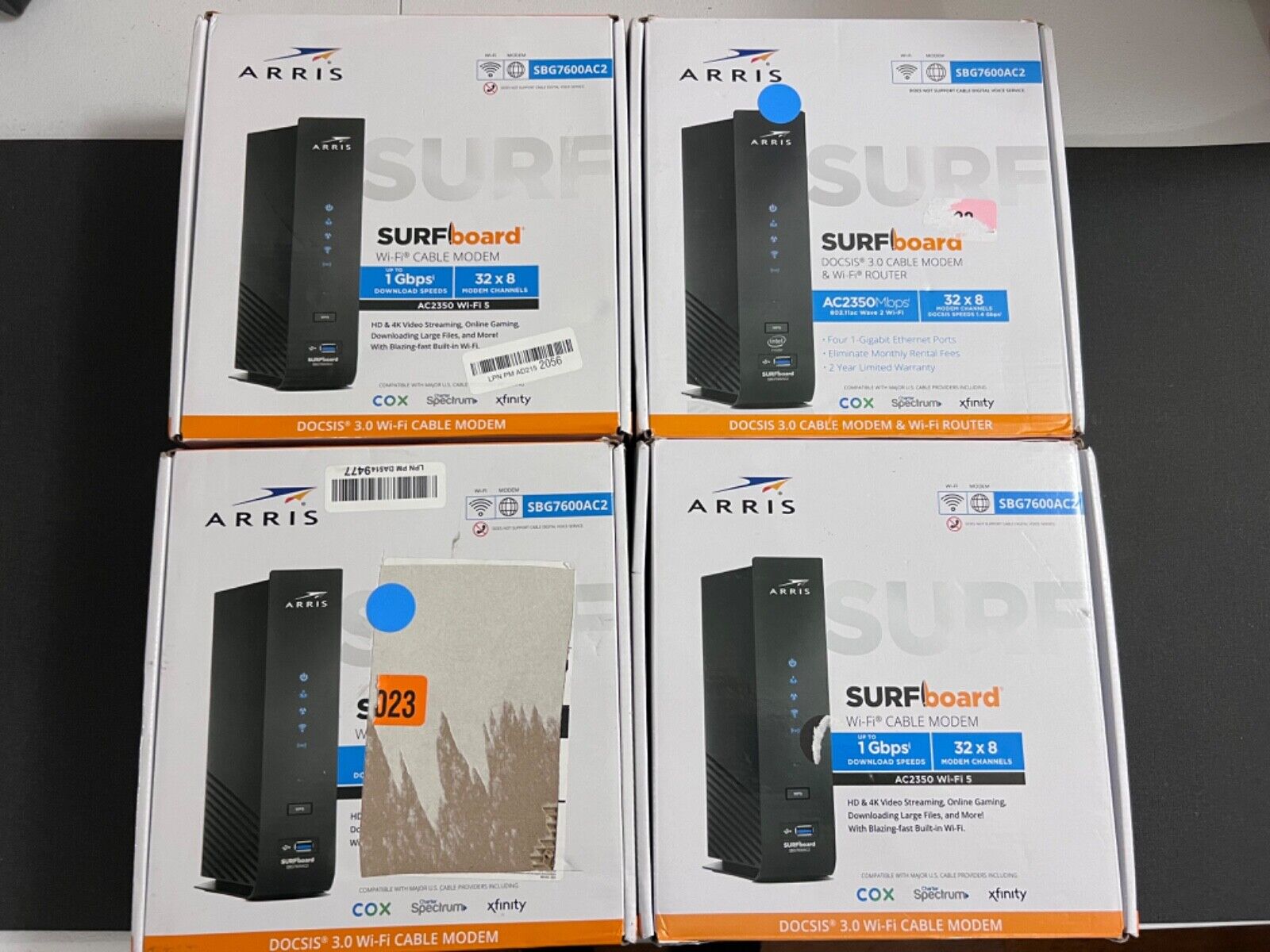 Used Lot of 4 ARRIS SURFboard SBG7600AC2 DOCSIS 3.0 Cable Modem