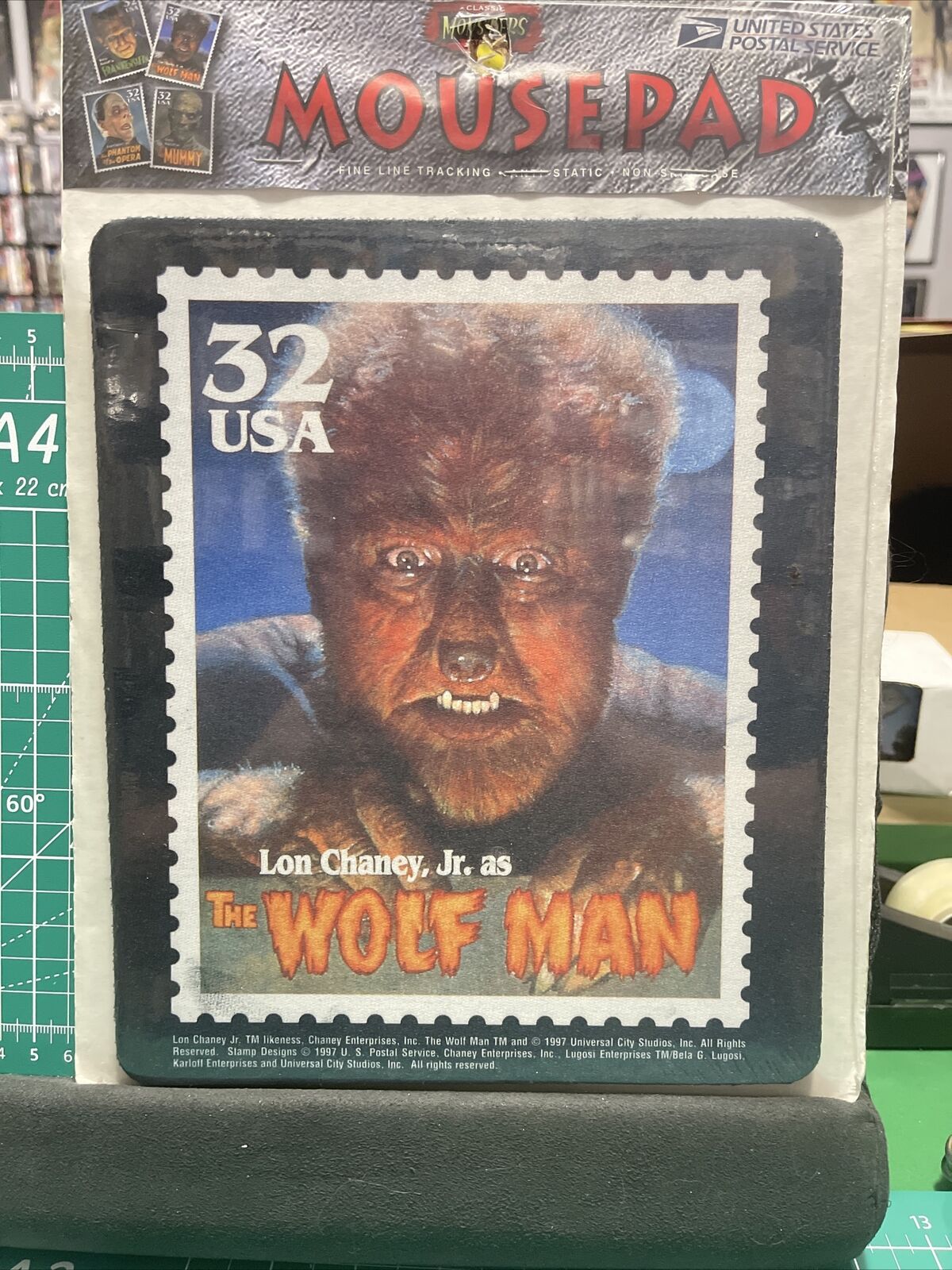 THE WOLFMAN Classic Universal Monsters Stamp Mousepad Lon Chaney Jr. (1997) USPS