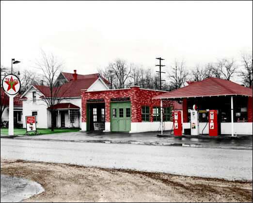 Texaco Station Photo 8X10 - Ritzville WA 1946 COLORIZED