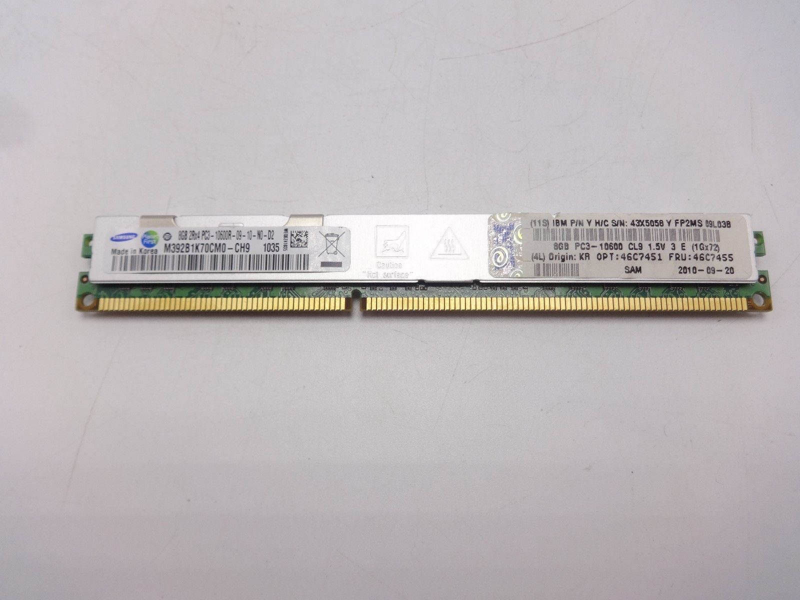 IBM 46C7455 8GB PC3-10600R VLP Memory Module 43X5058 46C7451 Server Memory