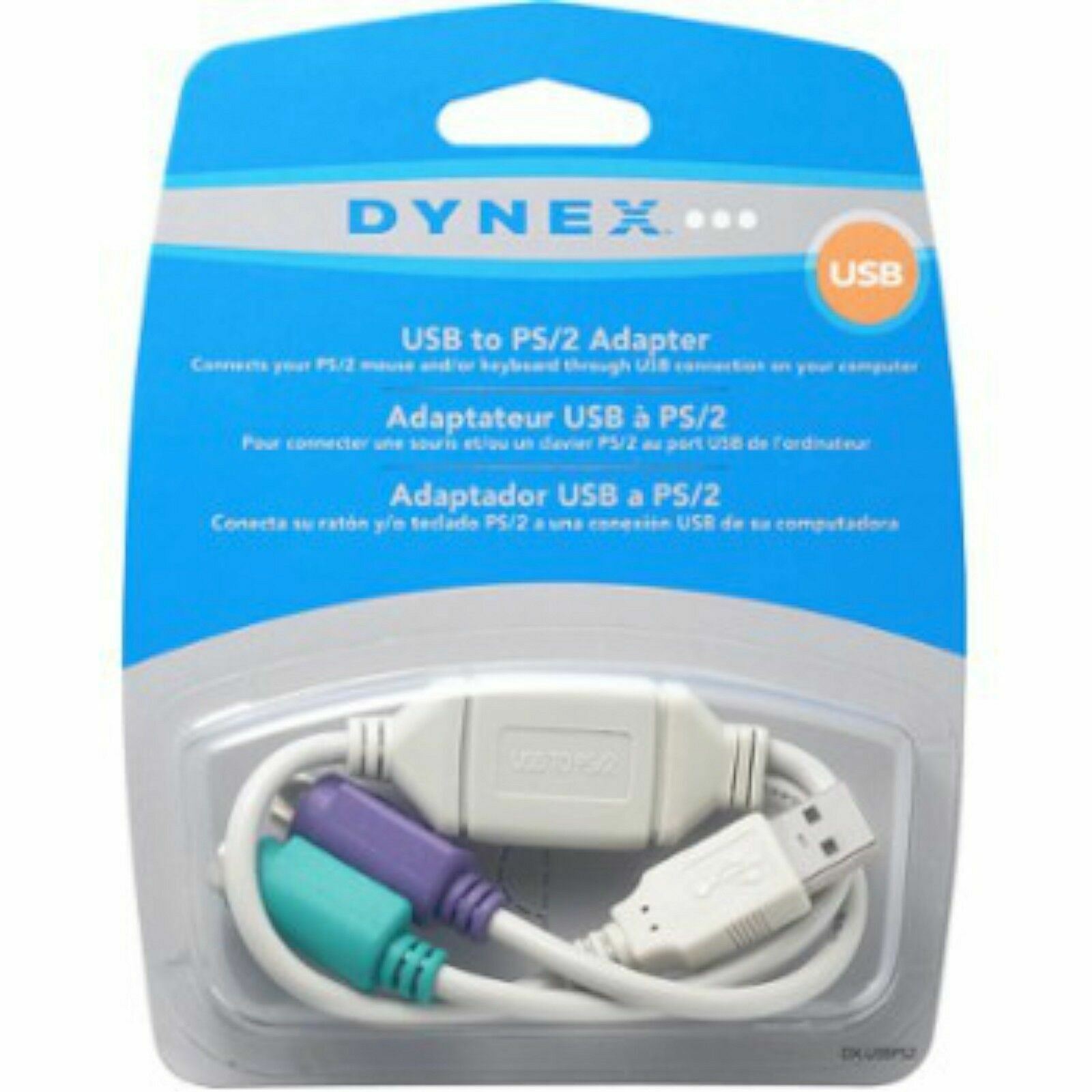 NEW Dynex DX-USBPS2 USB-to-PS/2 KVM Mouse Keyboard Port Adapter Cable Converter