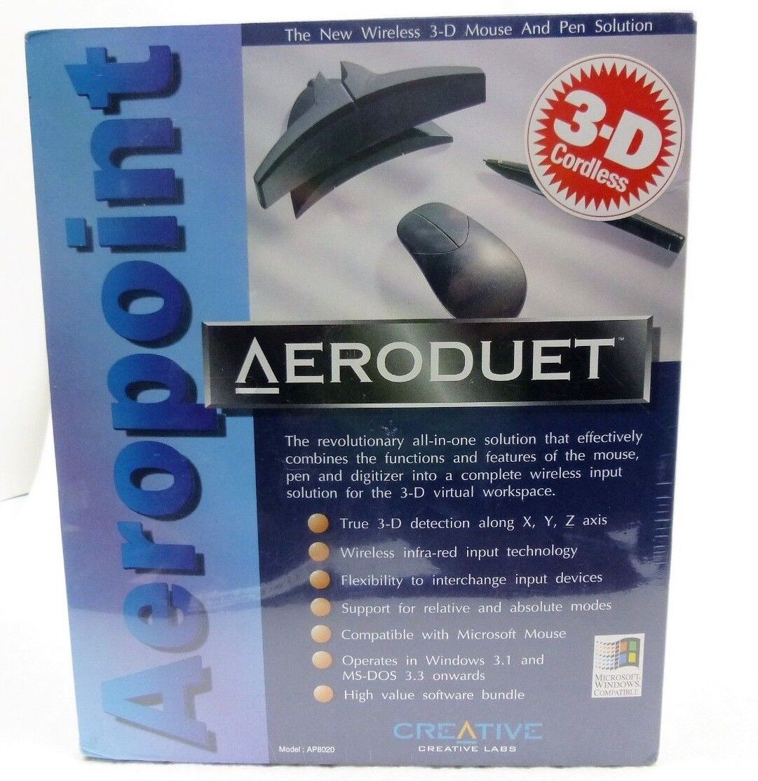 Rare - Vintage Creative Labs AeroPoint AeroDuet Wireless Pen AP8020 /New, Sealed