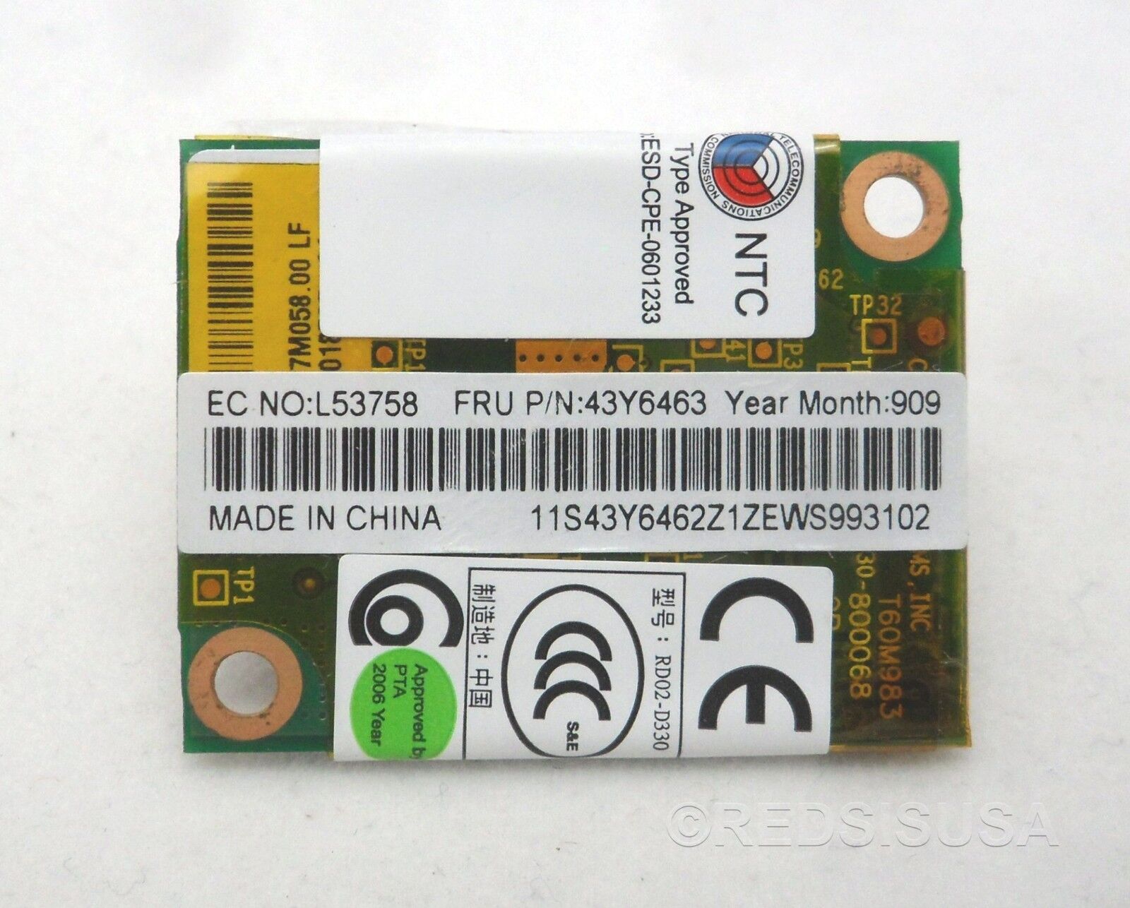 56K Modem Card Model RD02-D330 1