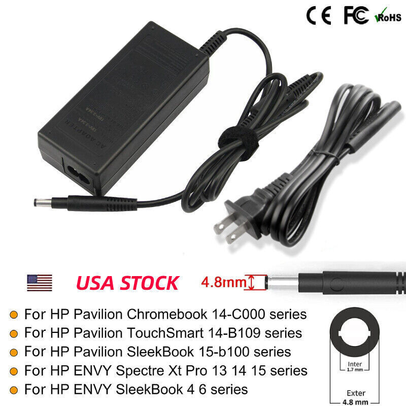 AC Adapter Charger for HP Spectre Xt 13 14 15 Pro Ultrabook Touchsmart Envy 65W