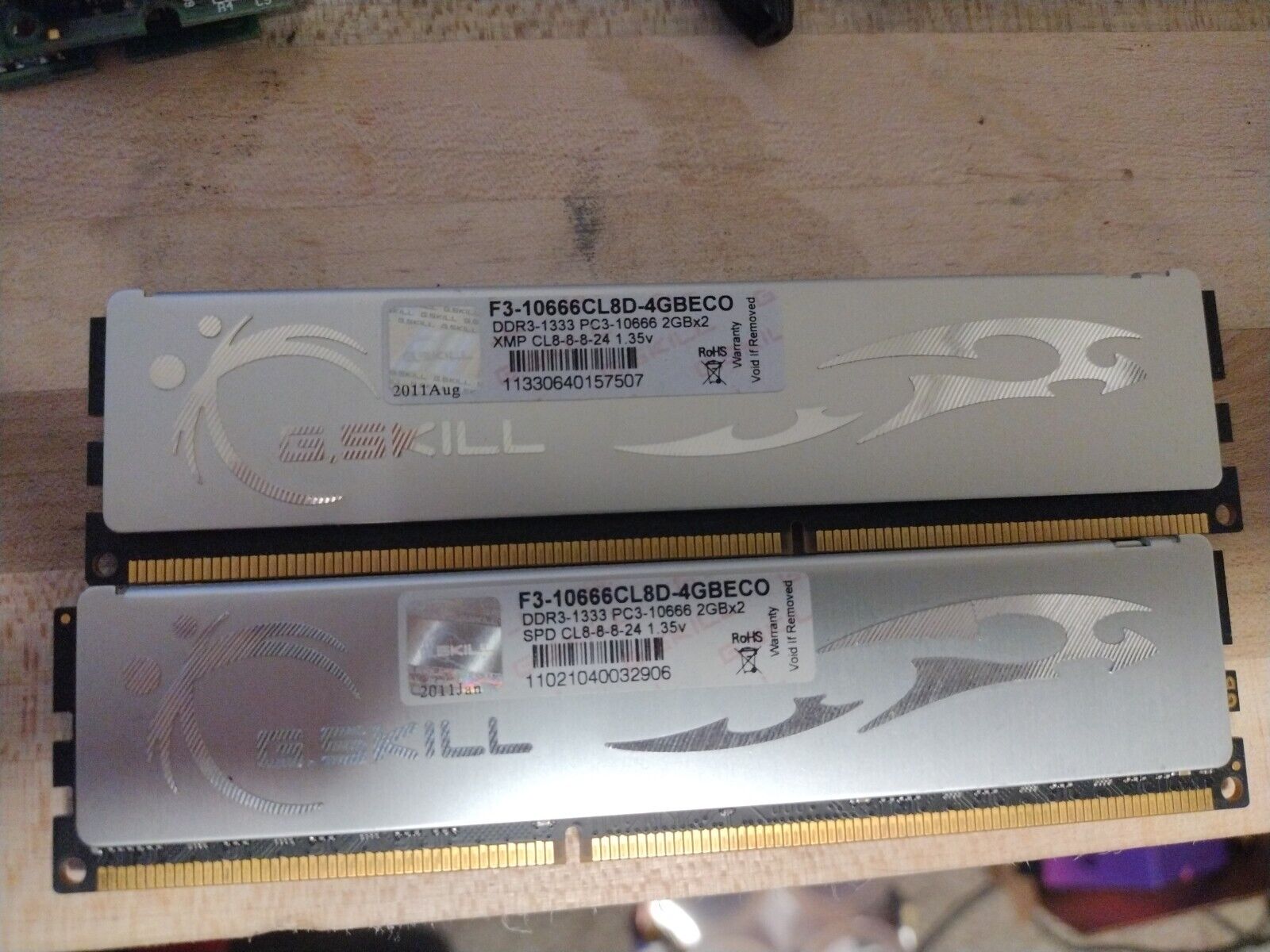 G.Skill 2x2GB Kit DDR3-1333 PC3-10666 2GBx2 ECO Desktop Memory RAM 1.35V
