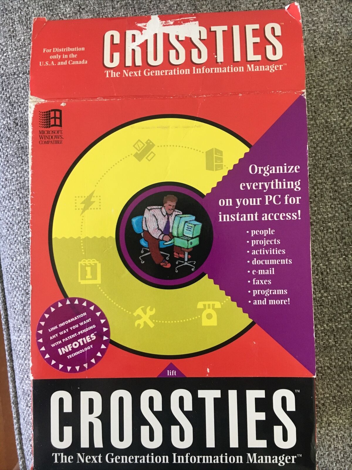 CROSSTIES VTG Boxed Utility Windows 3.1 Organizer Info Manager 3.5 Disk Software