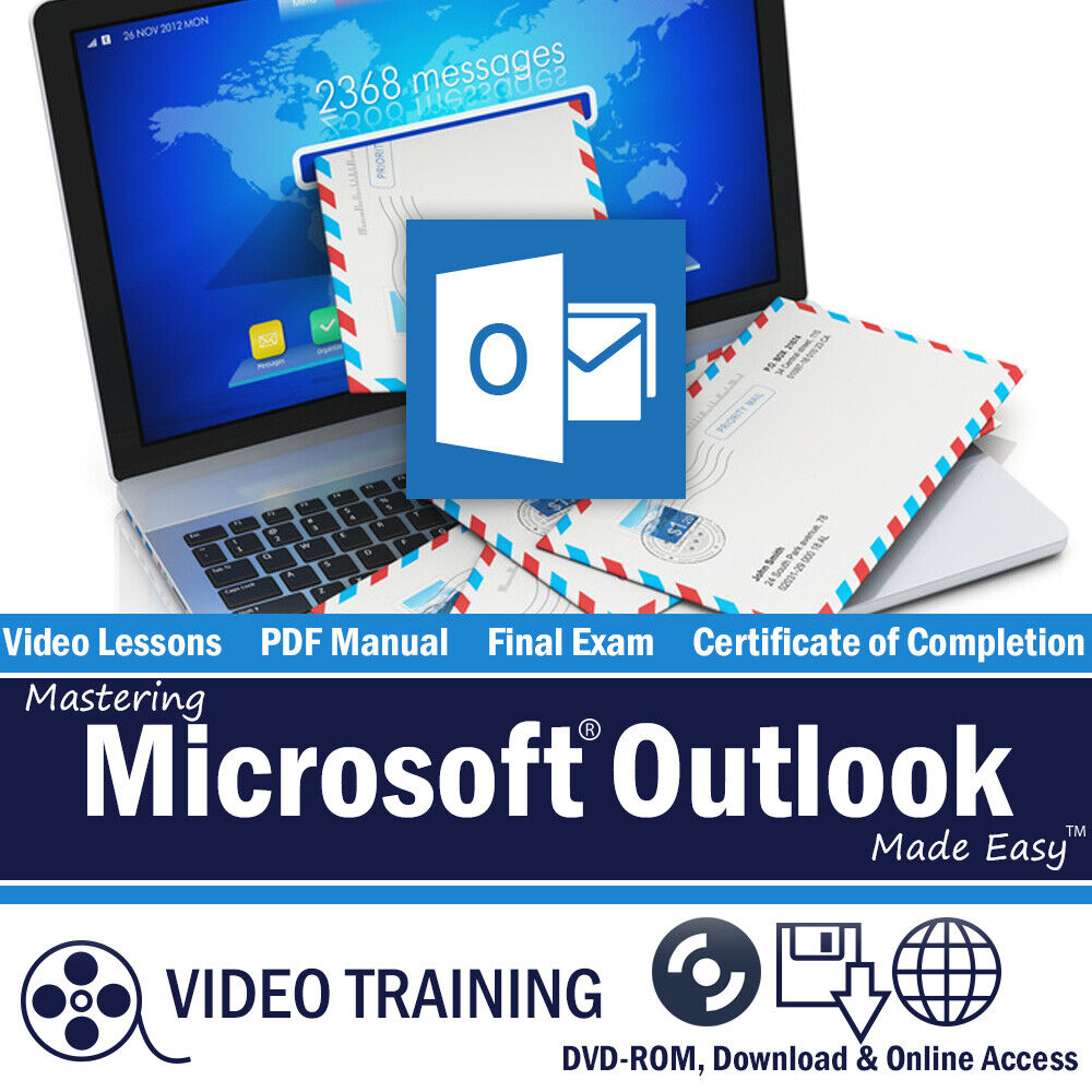 Learn Microsoft OUTLOOK 2016/2013 Training Tutorial DVD-ROM Course 99 Lessons