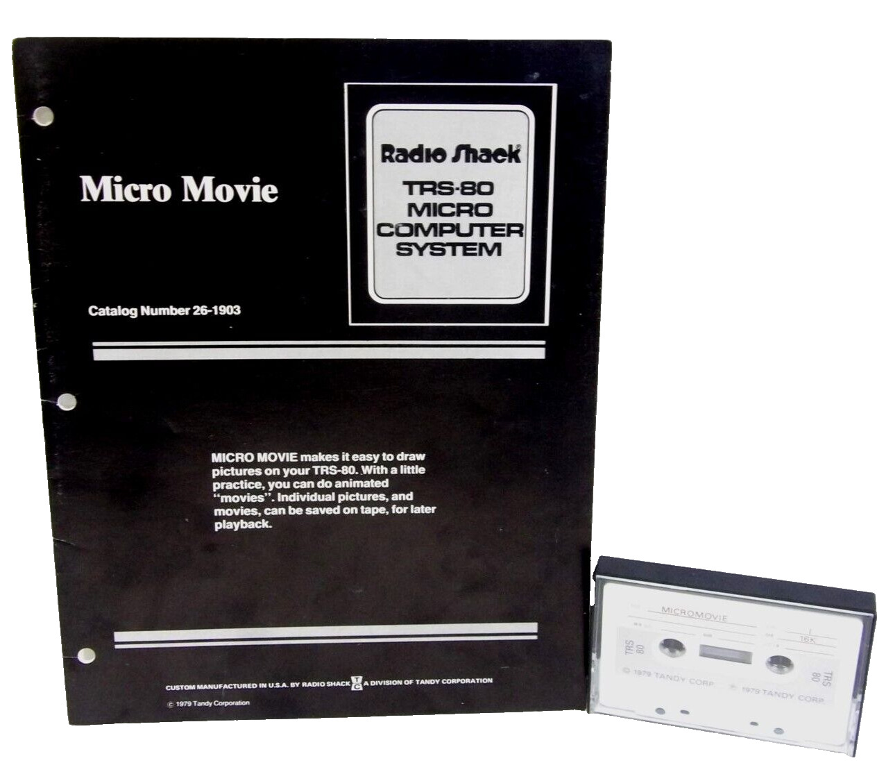 Radio Shack Tandy TRS-80 Micro Movie 26-1903 Cassette With Book Manual