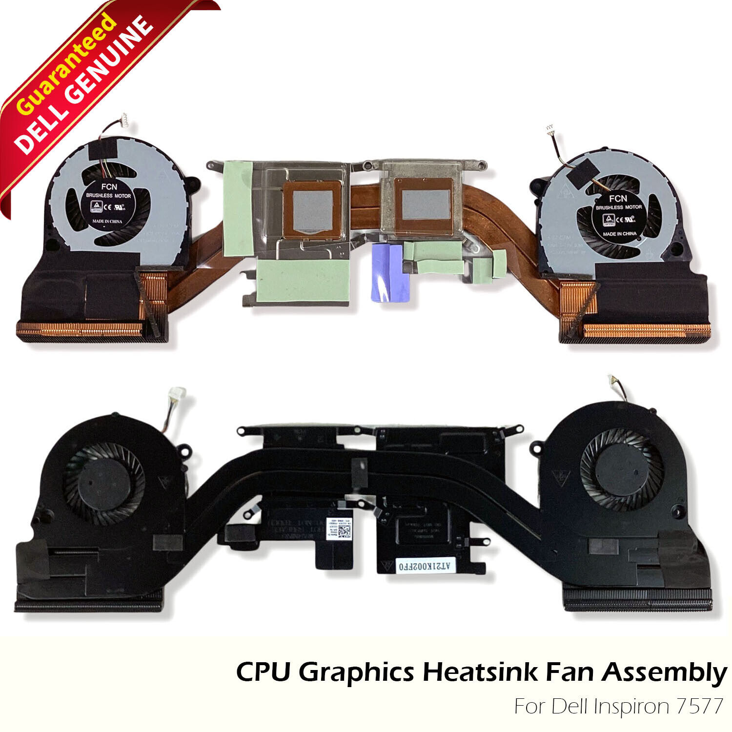 Genuine Dell OEM Inspiron 15 7577 CPU Graphics Heatsink Fan Assembly 2JJCP