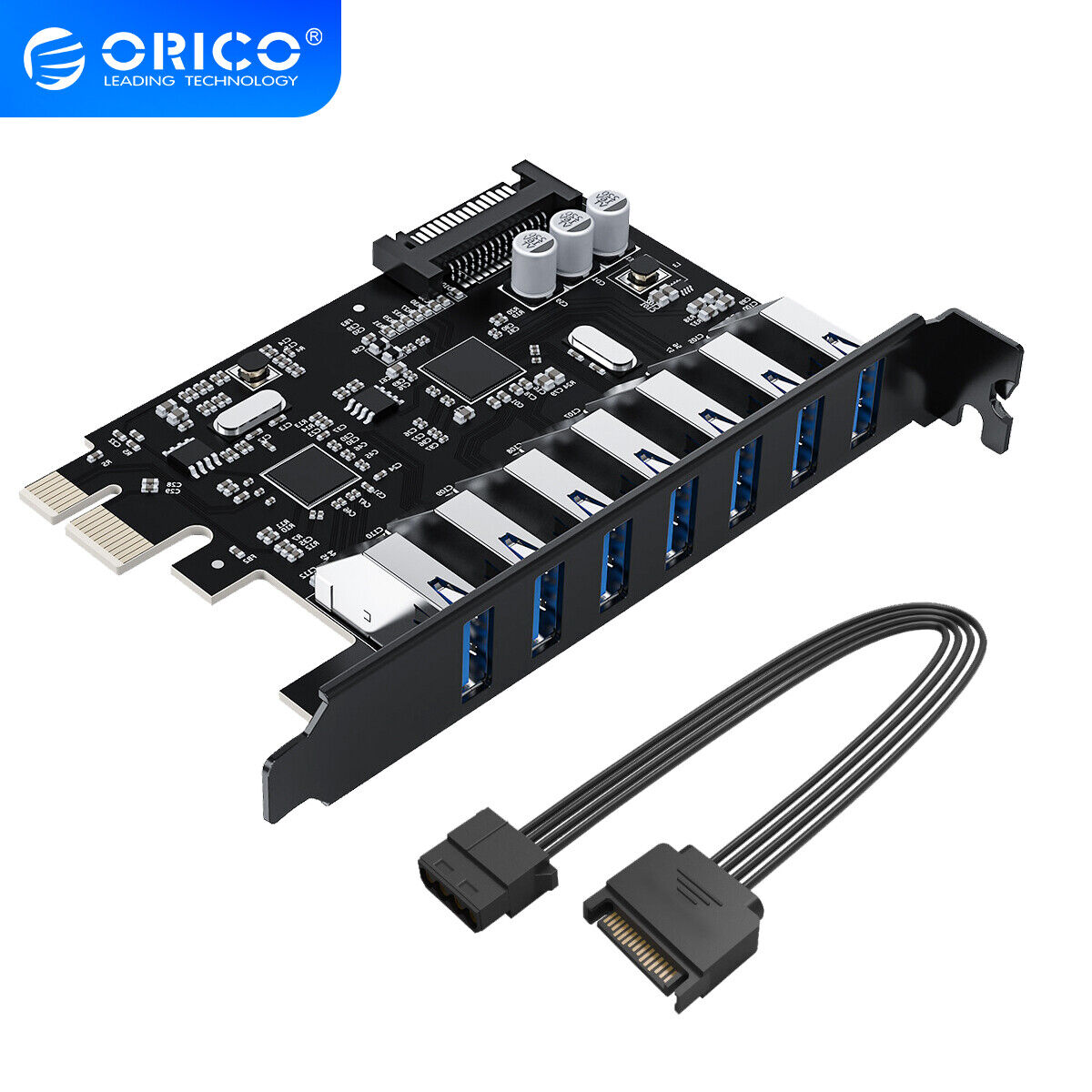 ORICO USB3.0 PCI-E Expansion Card Adapter 7Ports Hub Adapter External Controller