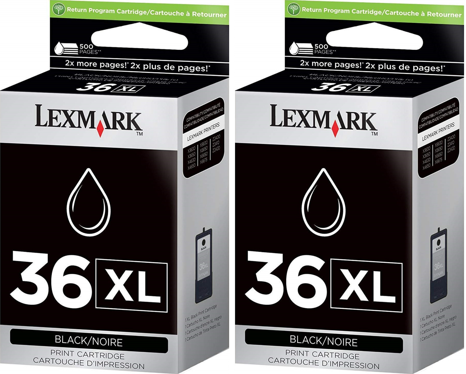 Black Genuine Lexmark 36XL 2PK Ink Cartridges X Series X3650 Z Series Z2420