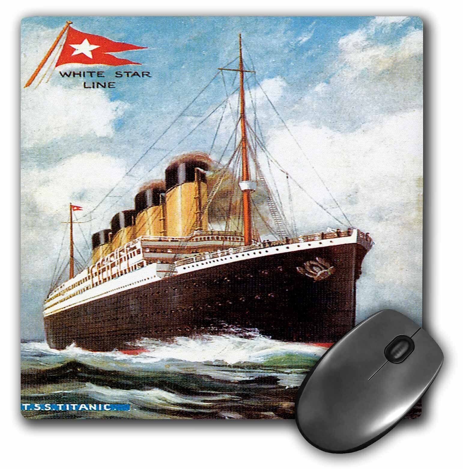 3dRose Vintage White Star Line S.S. Titanic MousePad