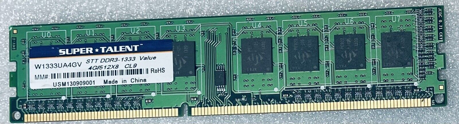 Super Talent 4GB DDR3 PC3-10600 DIMM 1333UA4GV DESKTOP Ram