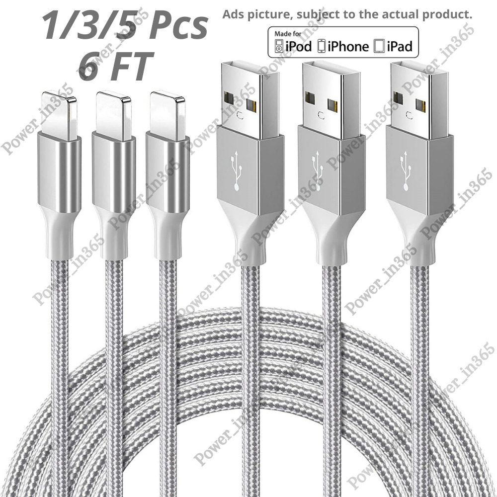 For Apple iPhone 14 13 12 11 X XR 8 7 6 6ft Charger Cable USB Charging Data Cord