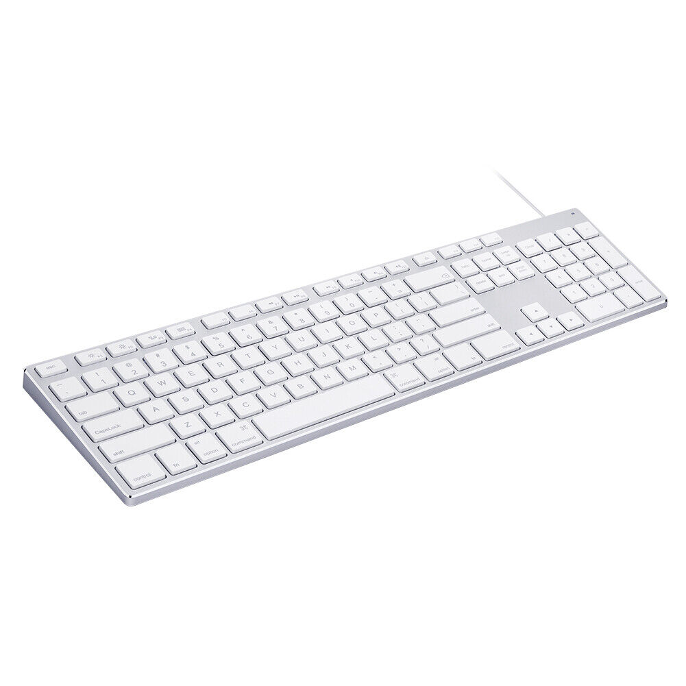Aluminum USB Wired Keyboard with Numeric Keypad for Apple Mac iMac Macbook
