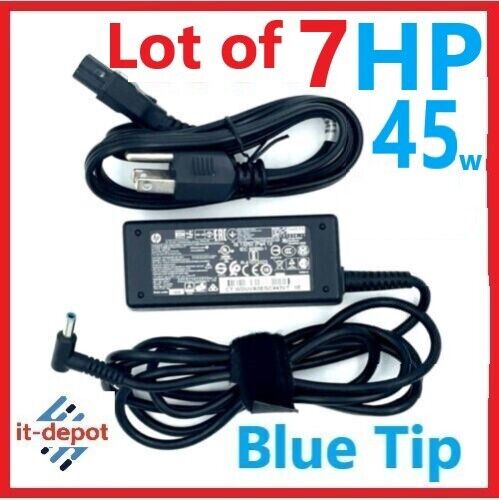 Lot of 7 OEM HP 45W 4.5x3.0mm Blue Tip laptop AC Adapter Power Supply Charger