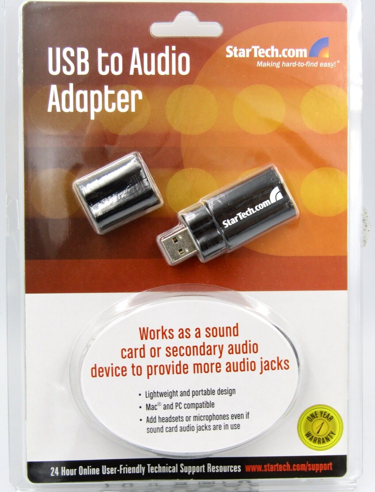 StarTech.com USB to Dual 3.5mm Audio Adapter, External Sound Card (ICUSBAUDIOB)