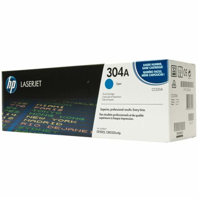 Genuine HP CC531A (304A) Cyan Toner Cartridge, Color LaserJet CM2320 NEW SEALED