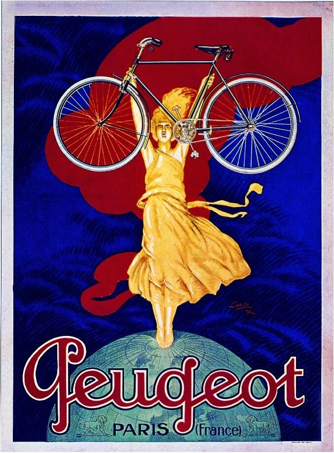 Peugeot Bicycle Paris France French Advertisement Vintage Art Poster Print