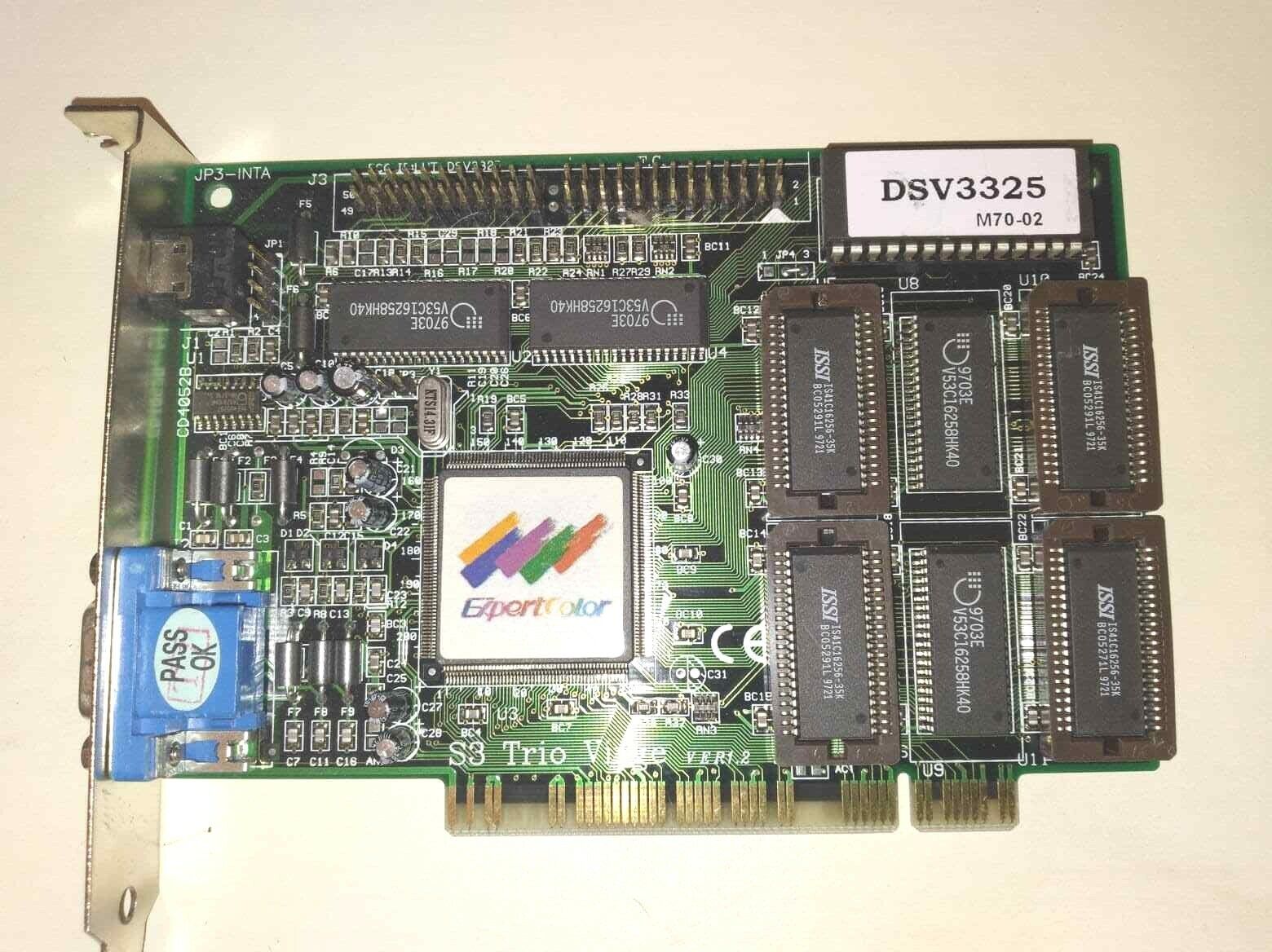 VINTAGE EXPERTCOLOR S3 TRIO VIRGE DSV3325 PCI 2MB EXP 4MB PCI VGA CARD VER 1.2