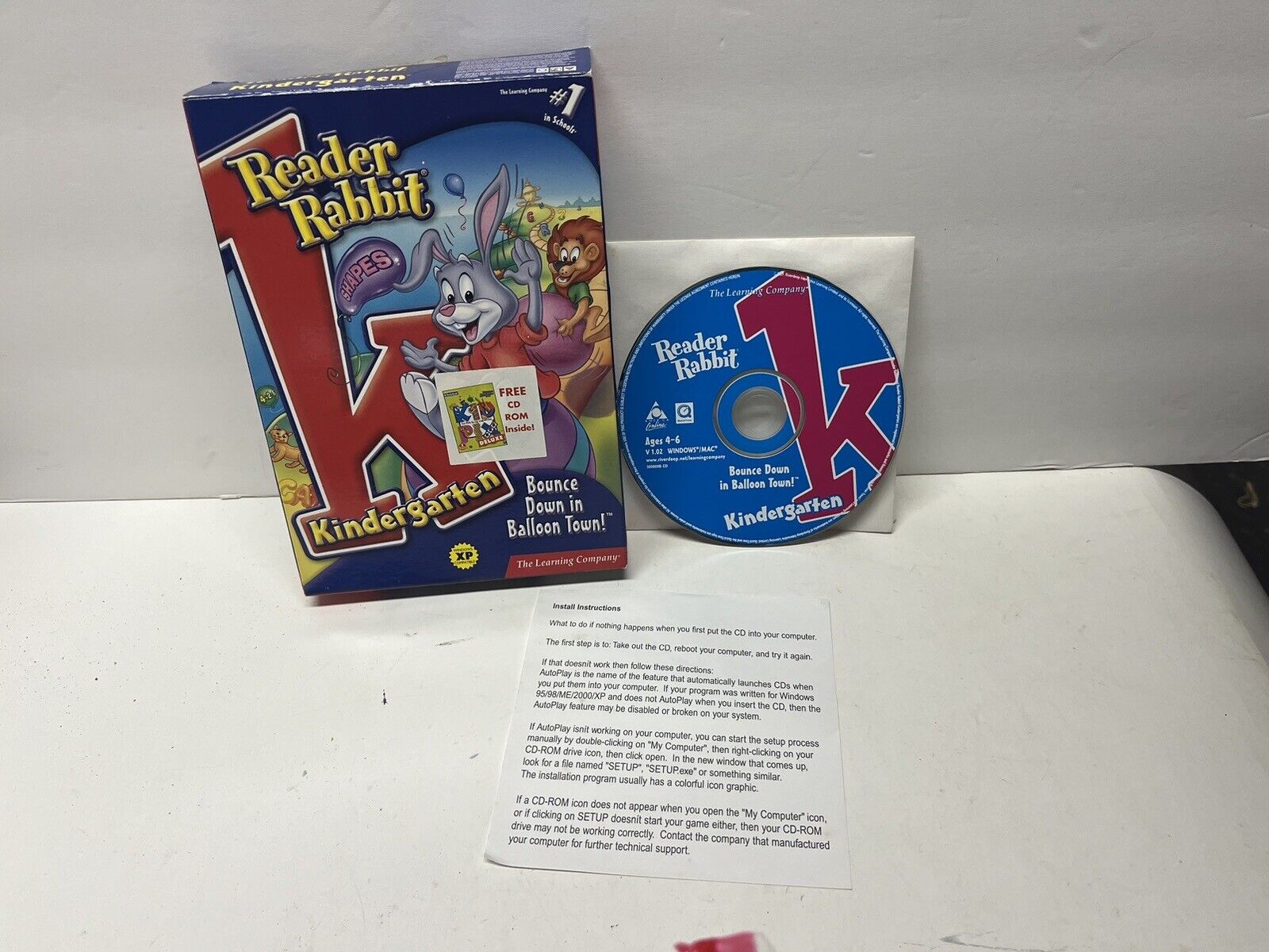 READER RABBIT Kindergarten CD-Rom CD Ages 1-4 PC & Mac 2002 learning OOP