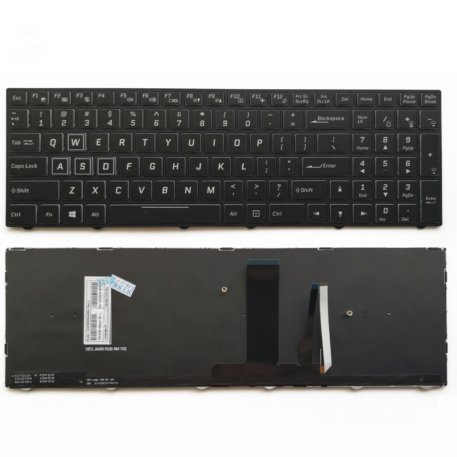For Clevo N855HJ1 N857HJ1 N870HJ1 N870HP6 N850HP6 Color Backlit keyboard New USA