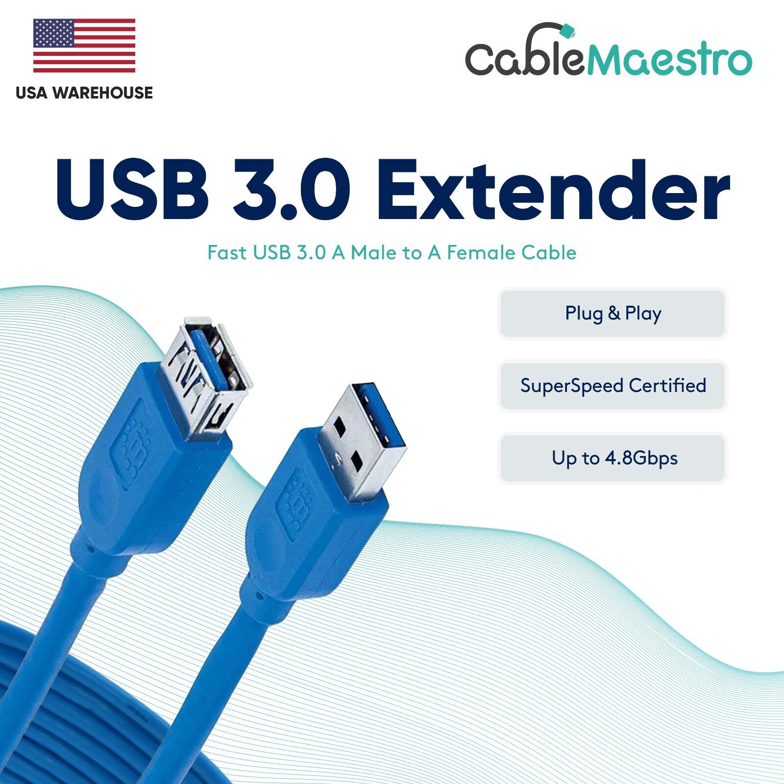 USB 3.0 Extension Extender Cable Cord Type A Male to A Female 3-15FT HIGH SPEED
