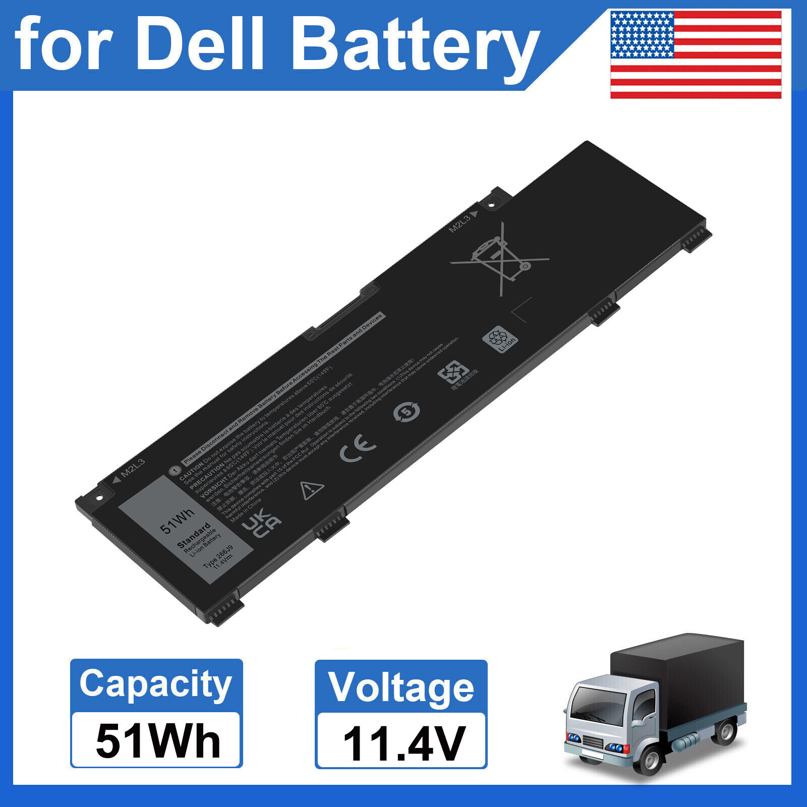 Battery 266J9 for Dell G3 15 3500 3590 G5 5500 5505 C9VNH 0415CG 0PN1VN 51Wh NEW