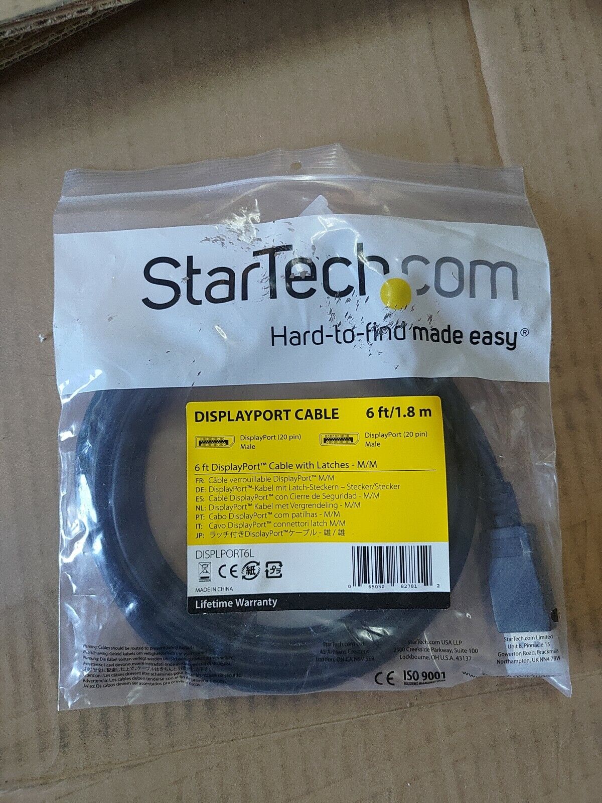 StarTech.com DISPLPORT6L 6ft Displayport Cable Black