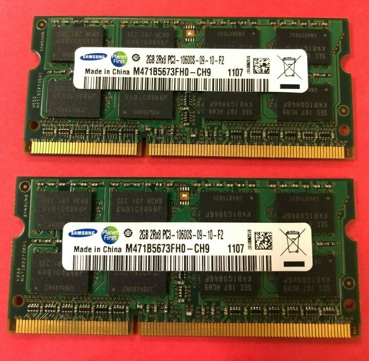 🔥Samsung 4GB (2 x 2GB) 2Rx8 PC3-10600S LAPTOP Memory RAM M471B5673FH0-CH9