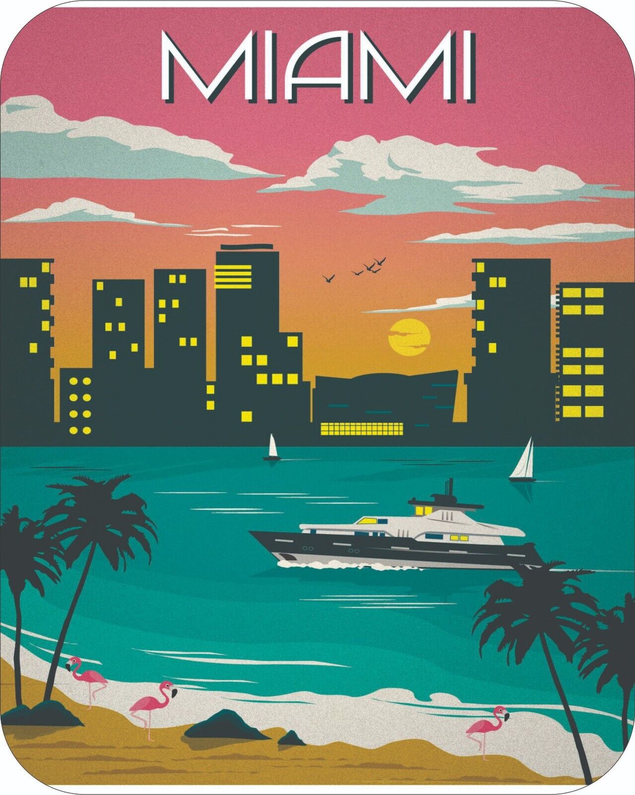 Miami Mouse Pad Stunning Photos Travel Poster Art Vintage Retro