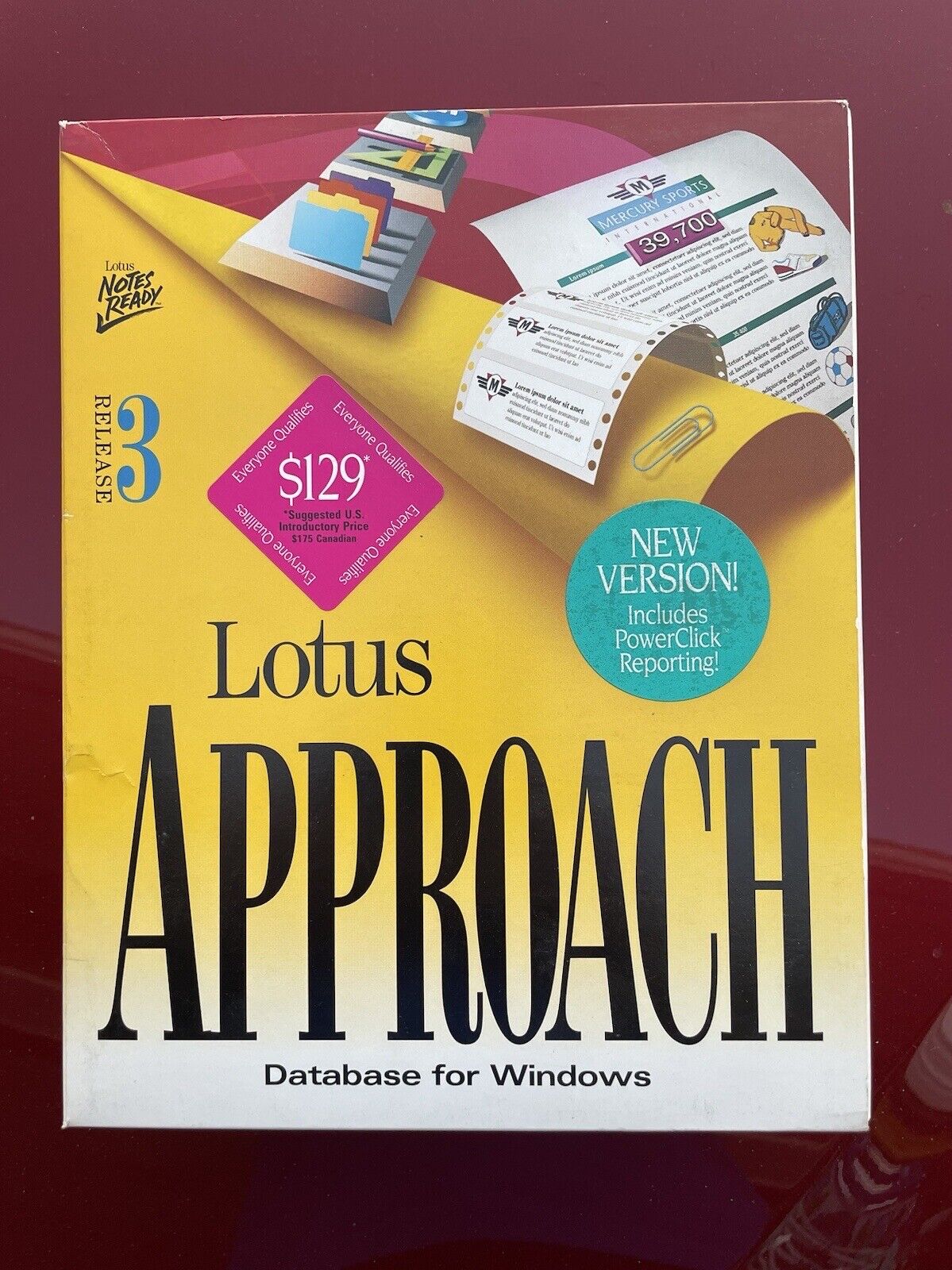 Lotus Approach Release 3 Database For Windows DOS Vintage Software Disk 3.5”