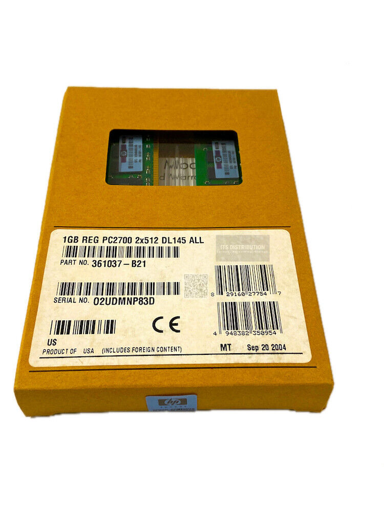 361037-B21 I GENUINE New Sealed HP 1GB DDR SDRAM Memory Module 1GB 2 x 512MB