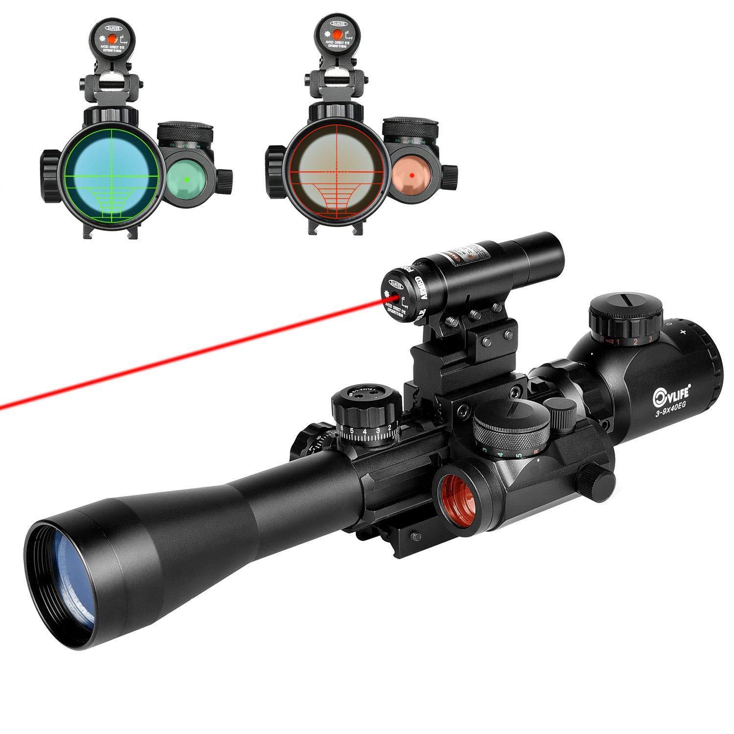 3-9X40 Illuminated Tactical Scope with Red Laser & Holographic Dot Sight