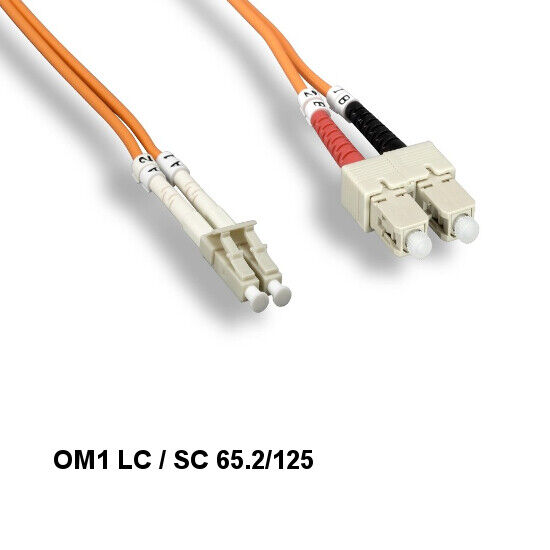 Kentek 2 Meter OM1 62.5/125 Fiber Optic Cable LC/SC Multi-Mode Duplex UPC/UPC