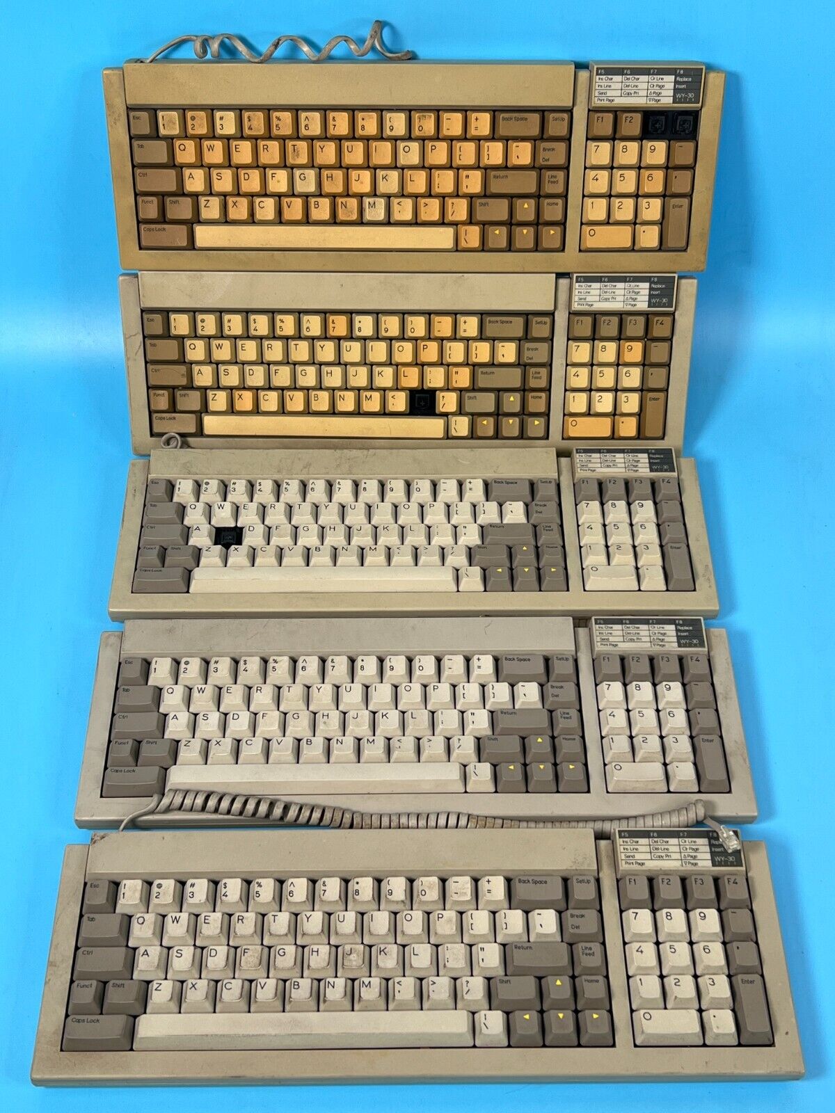 Vintage Wyse WY-30 840013-01 900023-02 Mechanical Terminal Keyboards | Lot of 5