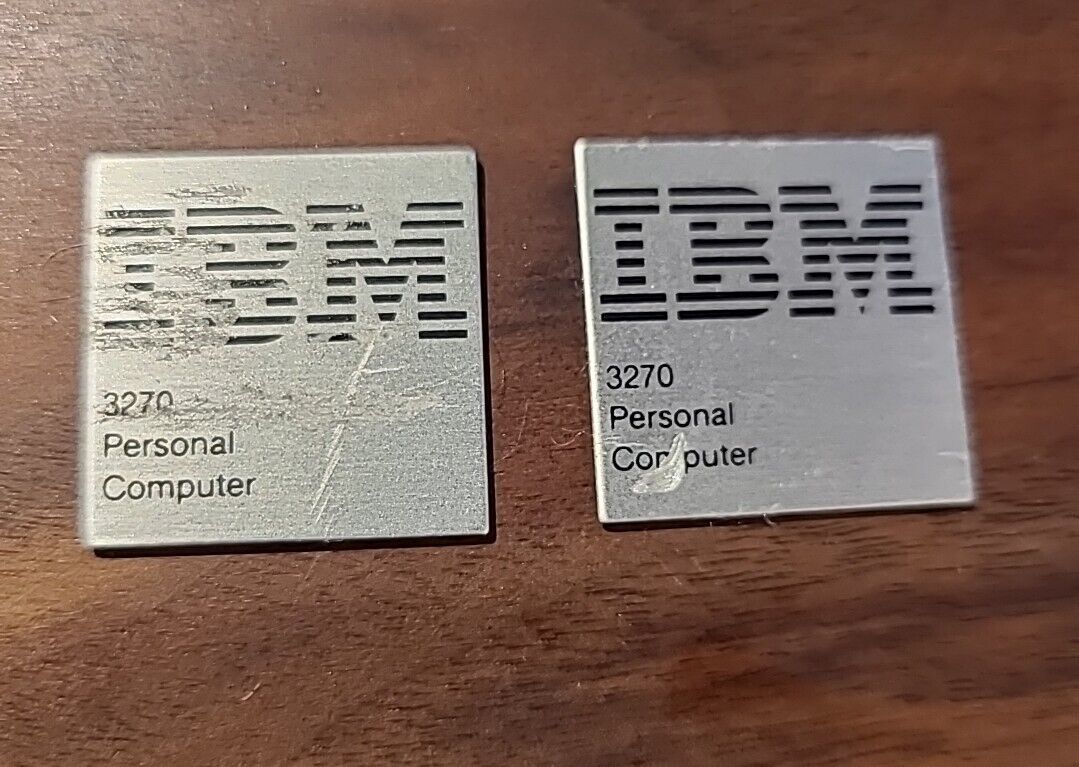 IBM 3270 vintage metal badge - computer case badge
